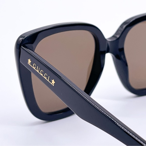 NEW GUCCI G1169S 001 BLACK BROWN WOMEN OVERSIZED SUNGLASSES GUCCI - Picture 7 of 15